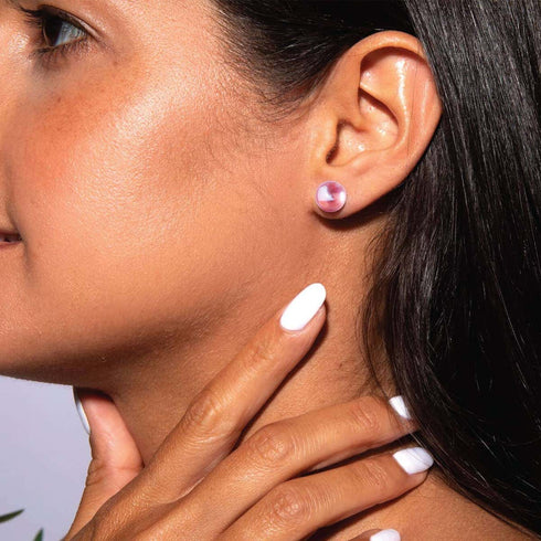 Nébuleuse rose | Argent sterling .925 | Boucles d'Oreilles Verre Galaxie